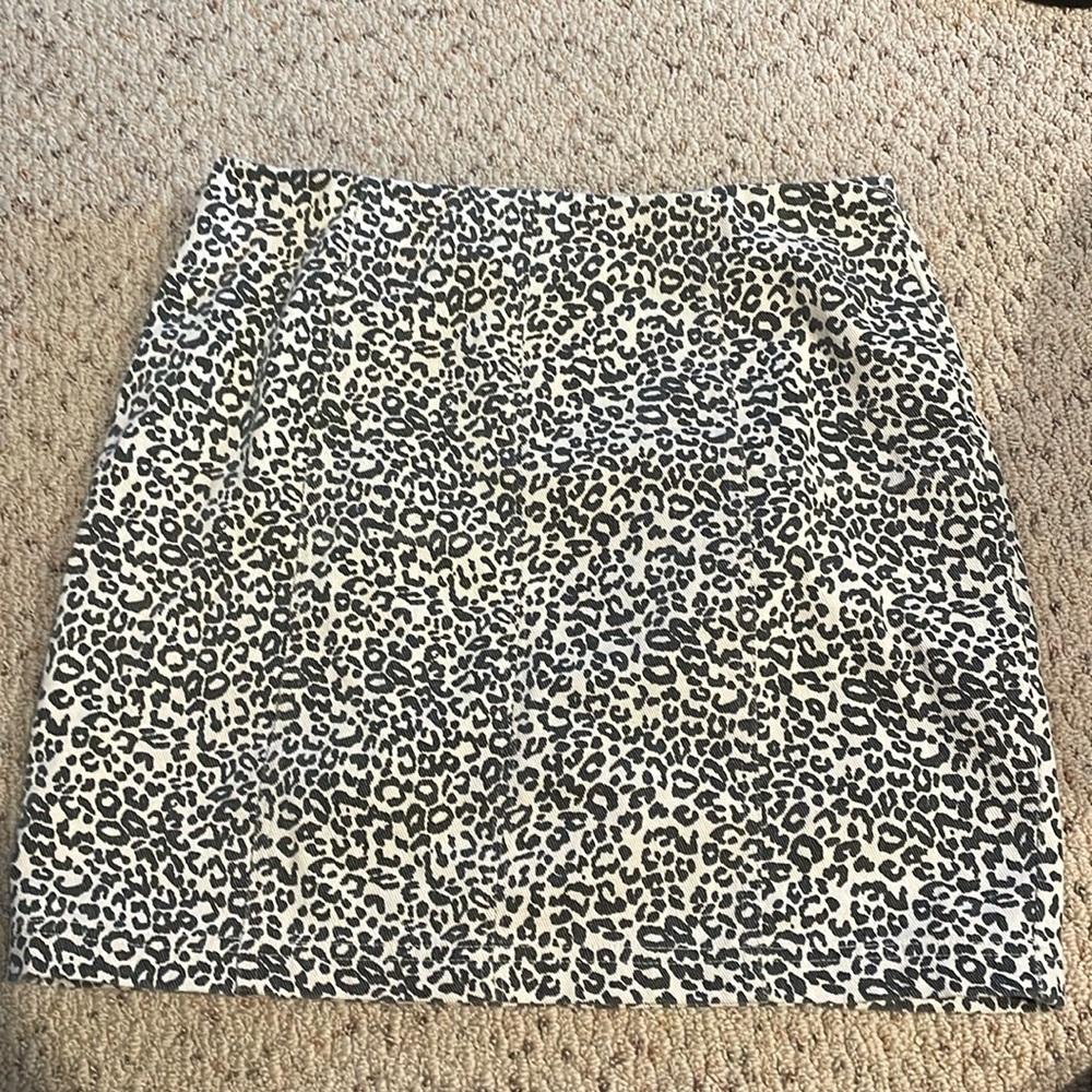 Audrey 3PLUS1 Leopard Jean Mini Skirt